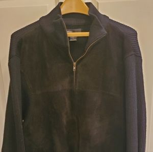 Marc Edward's black suede/ polyester sweater jacket